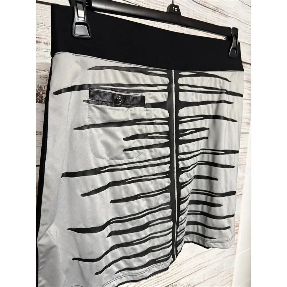 Jamie Sadock Golf Skirt Black Silver Medium